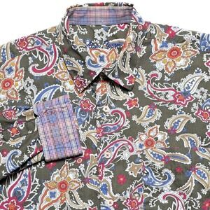 Alan Flusser Loud Paisley Long Sleeve Button Down Shirt Mens Large Flip Cuff